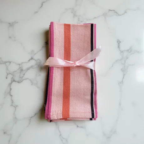SERVIETTES - PINK AND ORANGE STRIPE — view 3