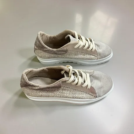 SNEAKERS -  SPARKLE, TEXTURED GREY AND PEWTER LEATHER - SIZE 39 — view 2