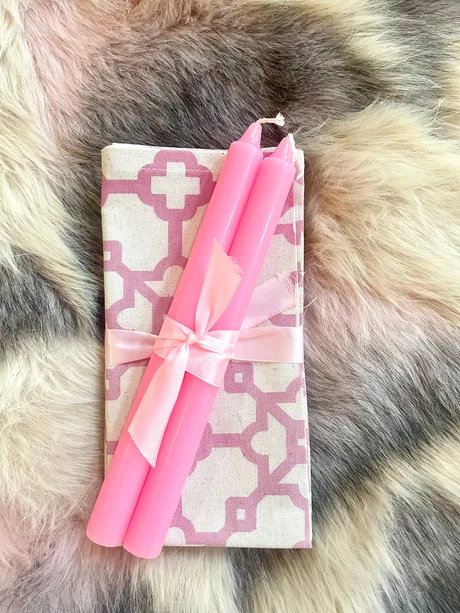 SERVIETTES - PINK AND CREAM GEOMETRIC — view 2
