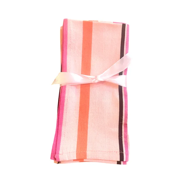 SERVIETTES - PINK AND ORANGE STRIPE