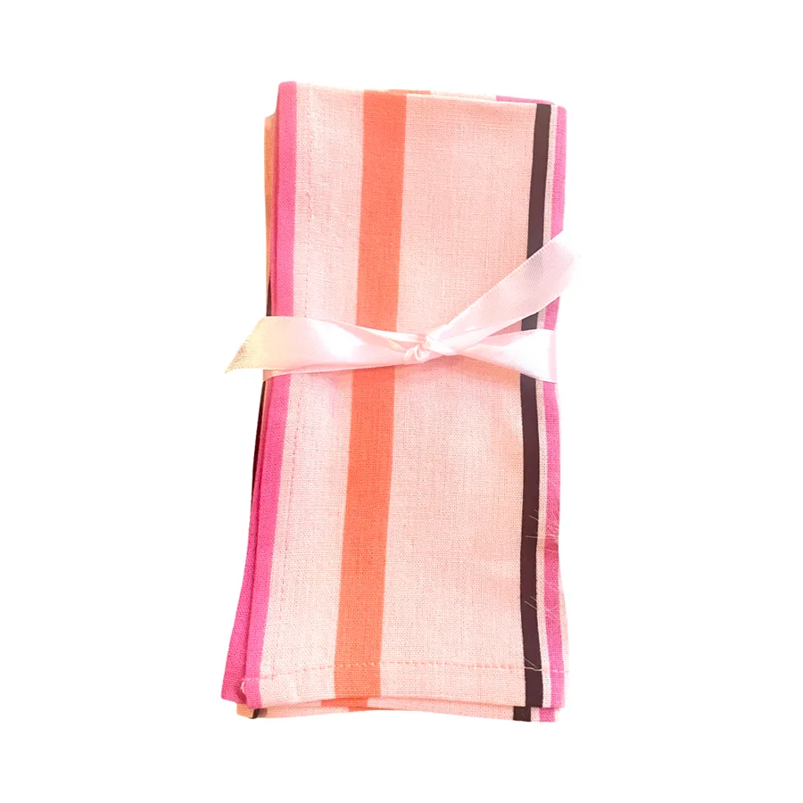 SERVIETTES - PINK AND ORANGE STRIPE
