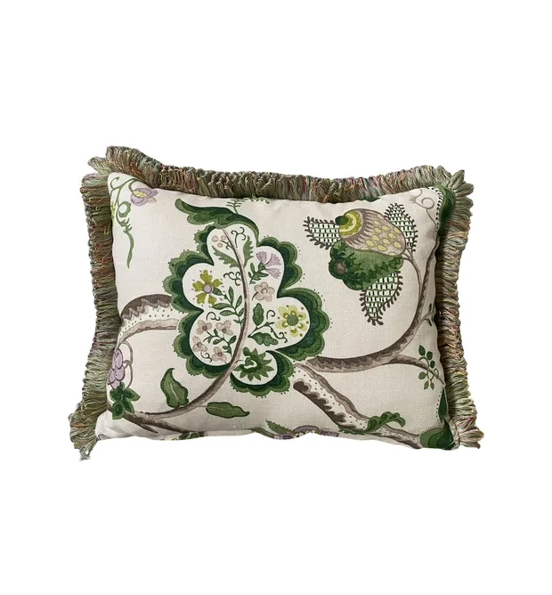 SCATTER CUSHIONS - GREEN AND BLUE EMBROIDERED FLORAL COTTON