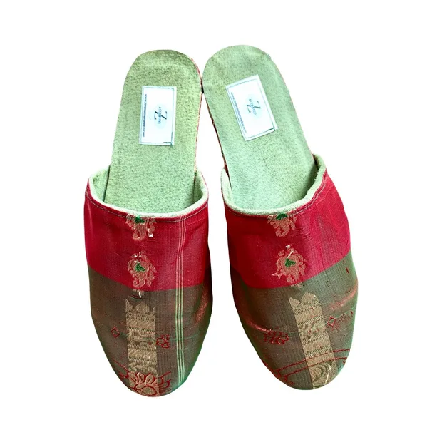 RED BABOUCHE MULES - SIZE  5