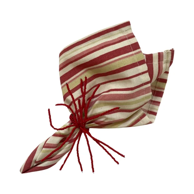 BEADED SERVIETTE RINGS - RED