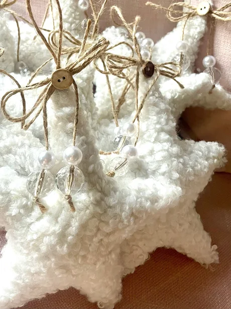 FLUFFY FAUX FUR STAR HANGING ORNAMENT — view 2