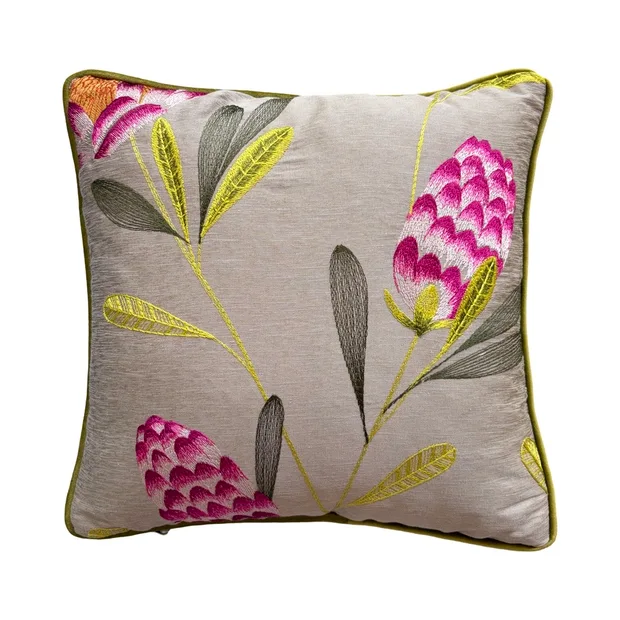 Scatter Cushions - embroidered pink and lime green floral